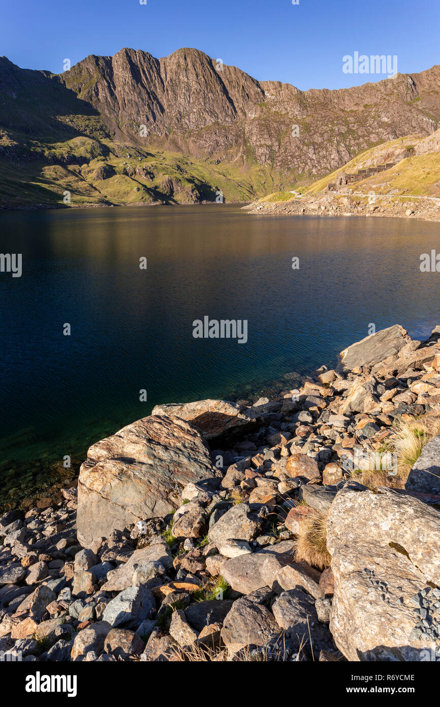 Llyn Llydaw and Snowdon mountain, Snowdonia, North Wales Stock Photo