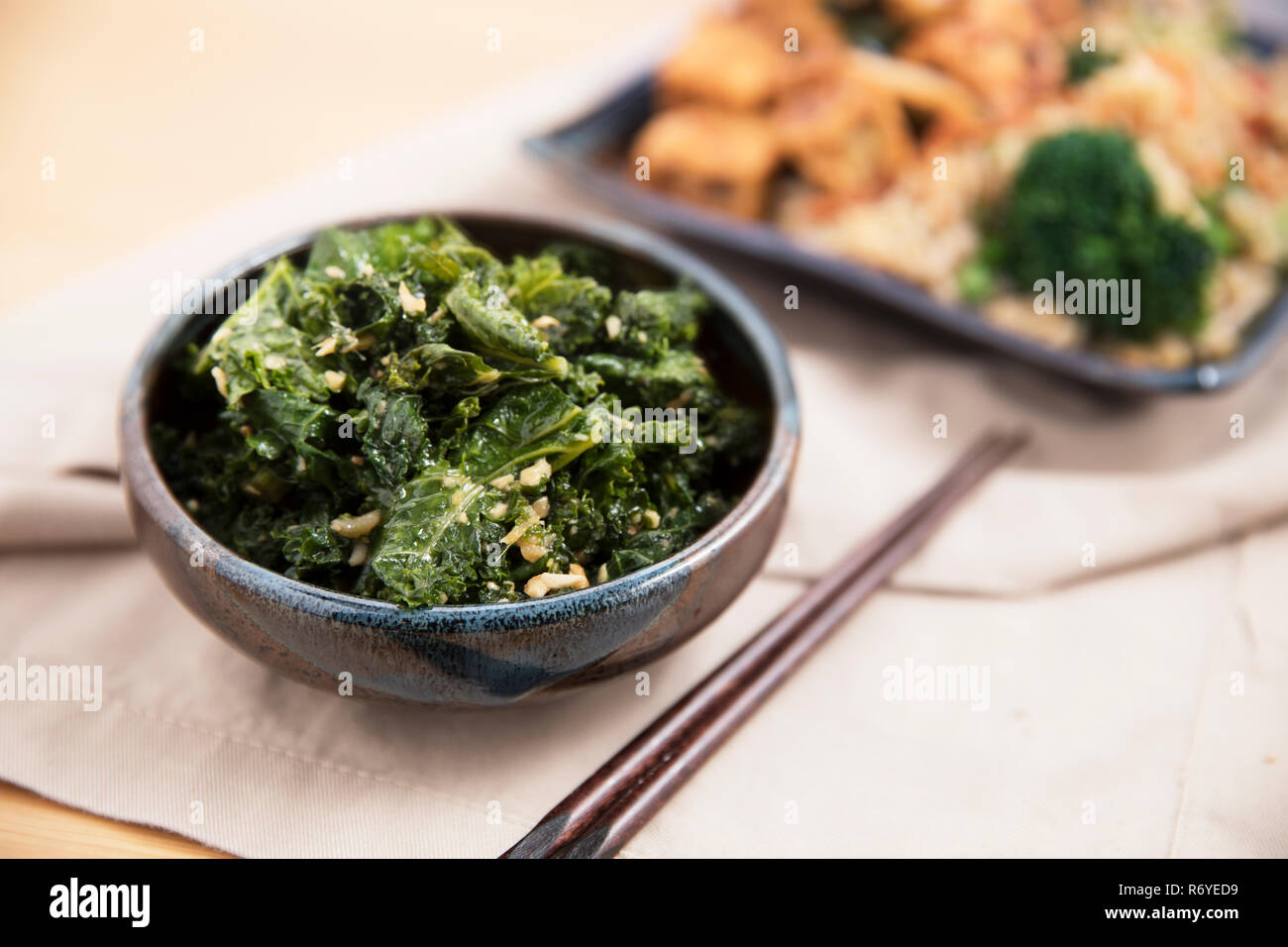 Ginger Garlic Kale Stock Photo Alamy