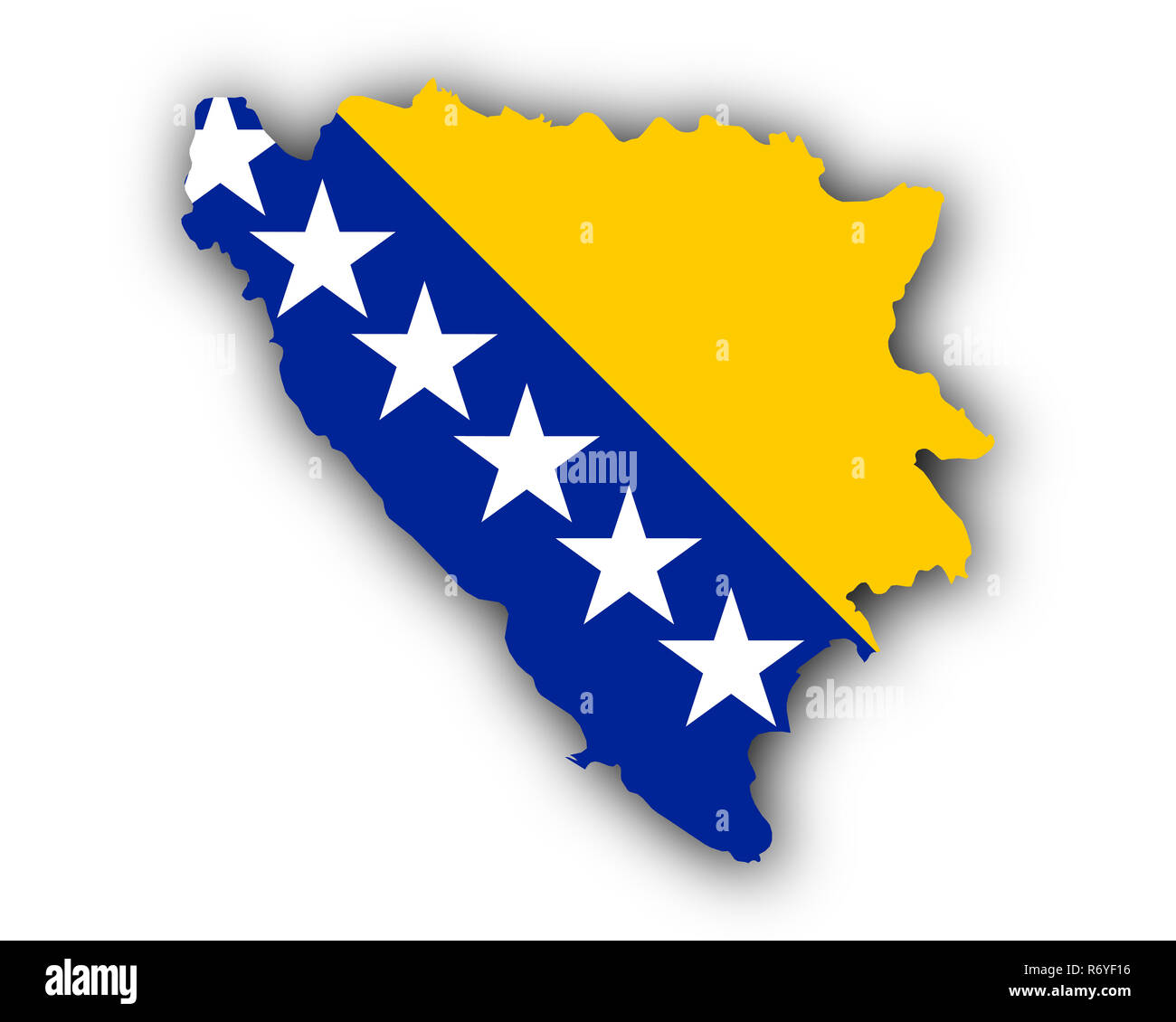 map and flag of bosnia and herzegovina Stock Photo