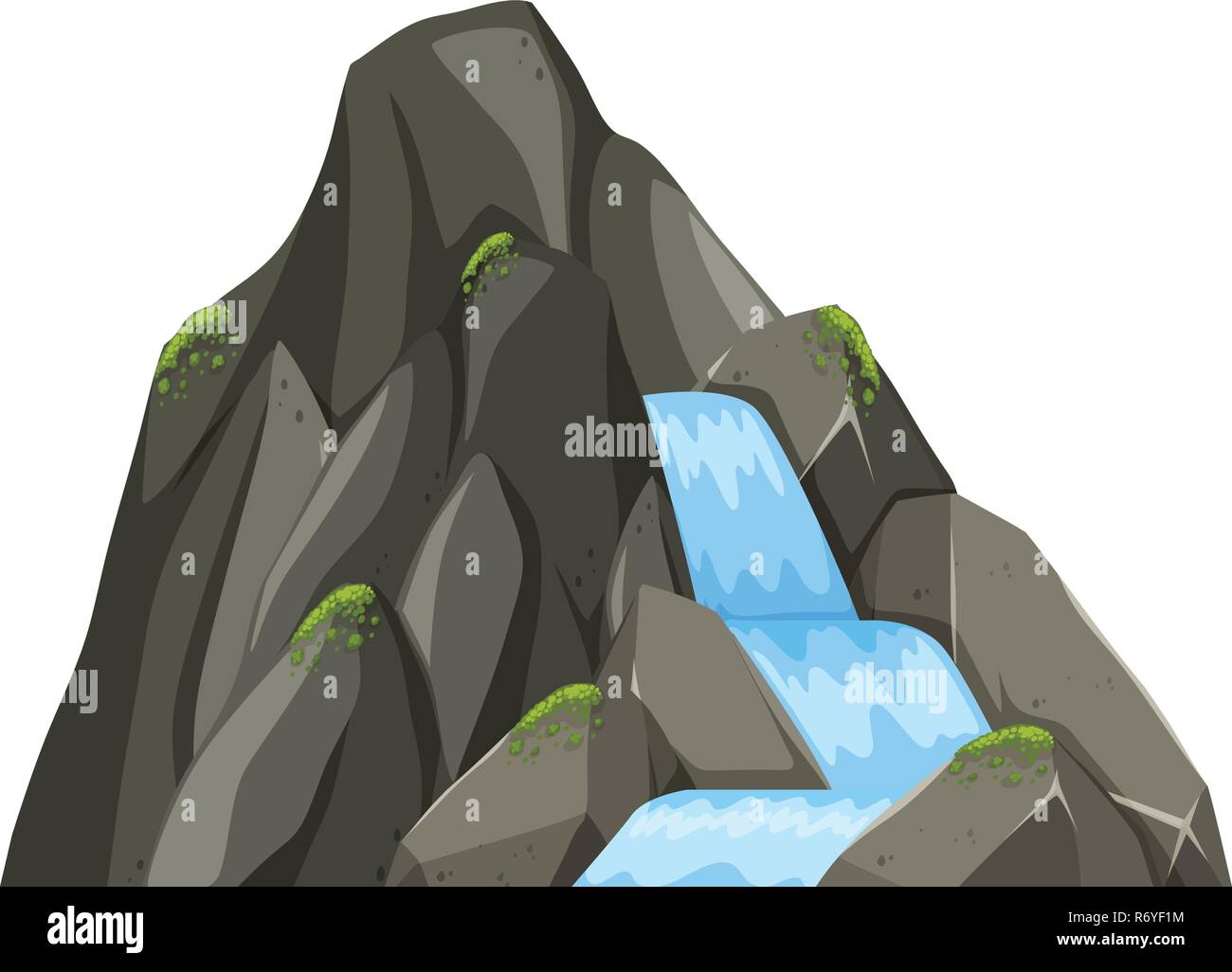 Natural waterfall white background illustration Stock Vector Image ...