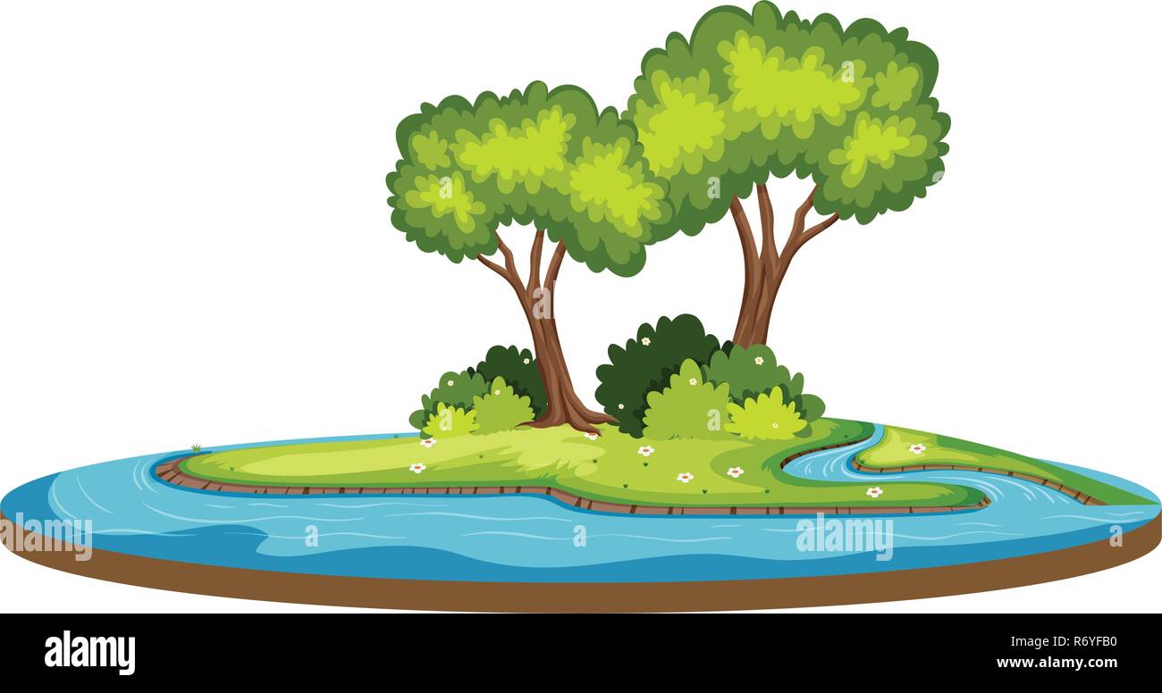 Isolated nature landscape on white background illustration Stock Vector ...
