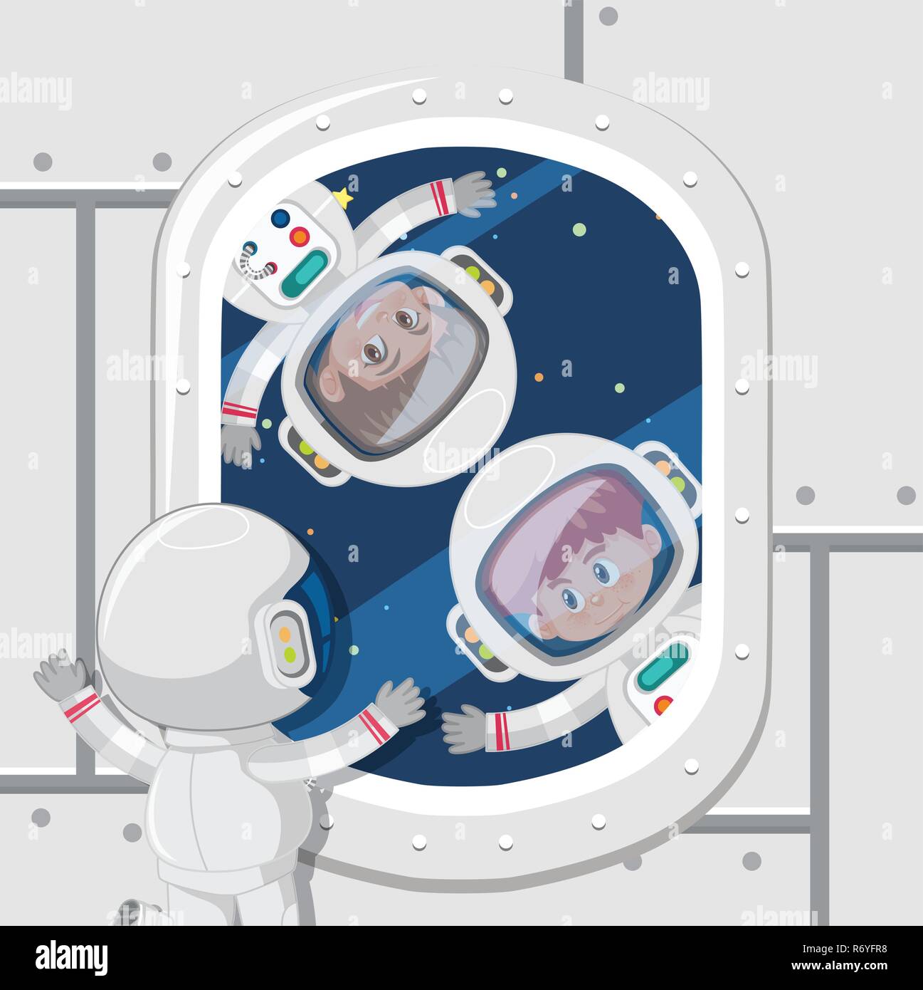 Children astronauts in space illustration Stock Vector Image & Art - Alamy