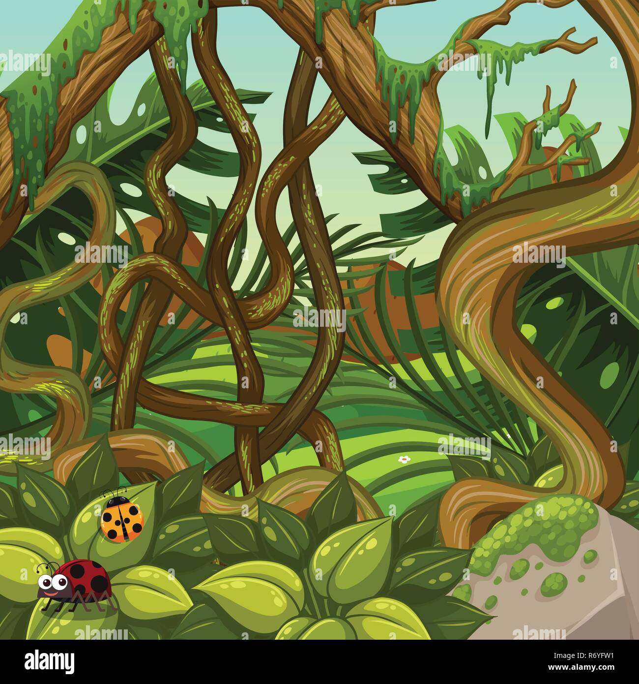 A green jungle landscape illustration Stock Vector Image & Art - Alamy