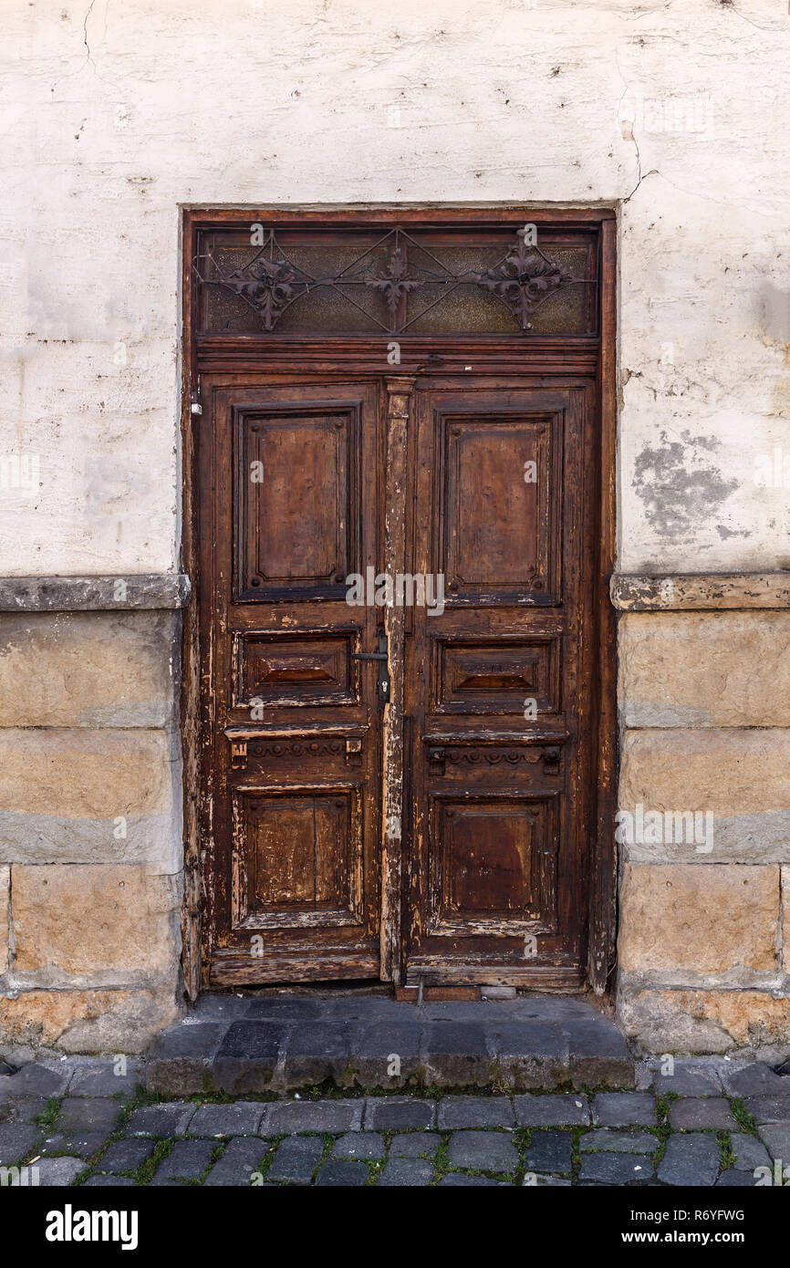 Closed wooden door Stock Photo