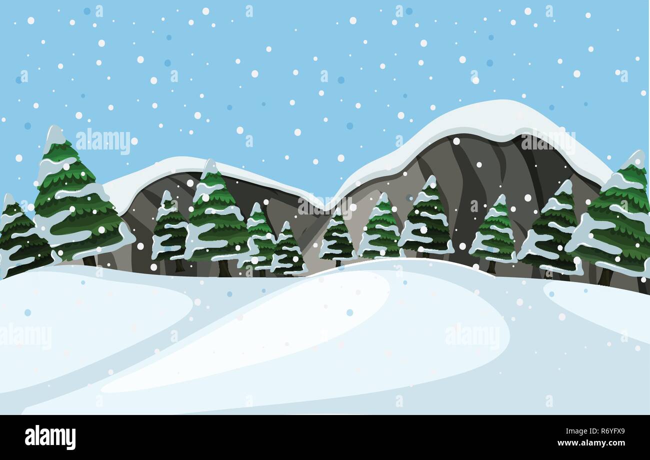 An outdoor winter landscape illustration Stock Vector Image & Art - Alamy