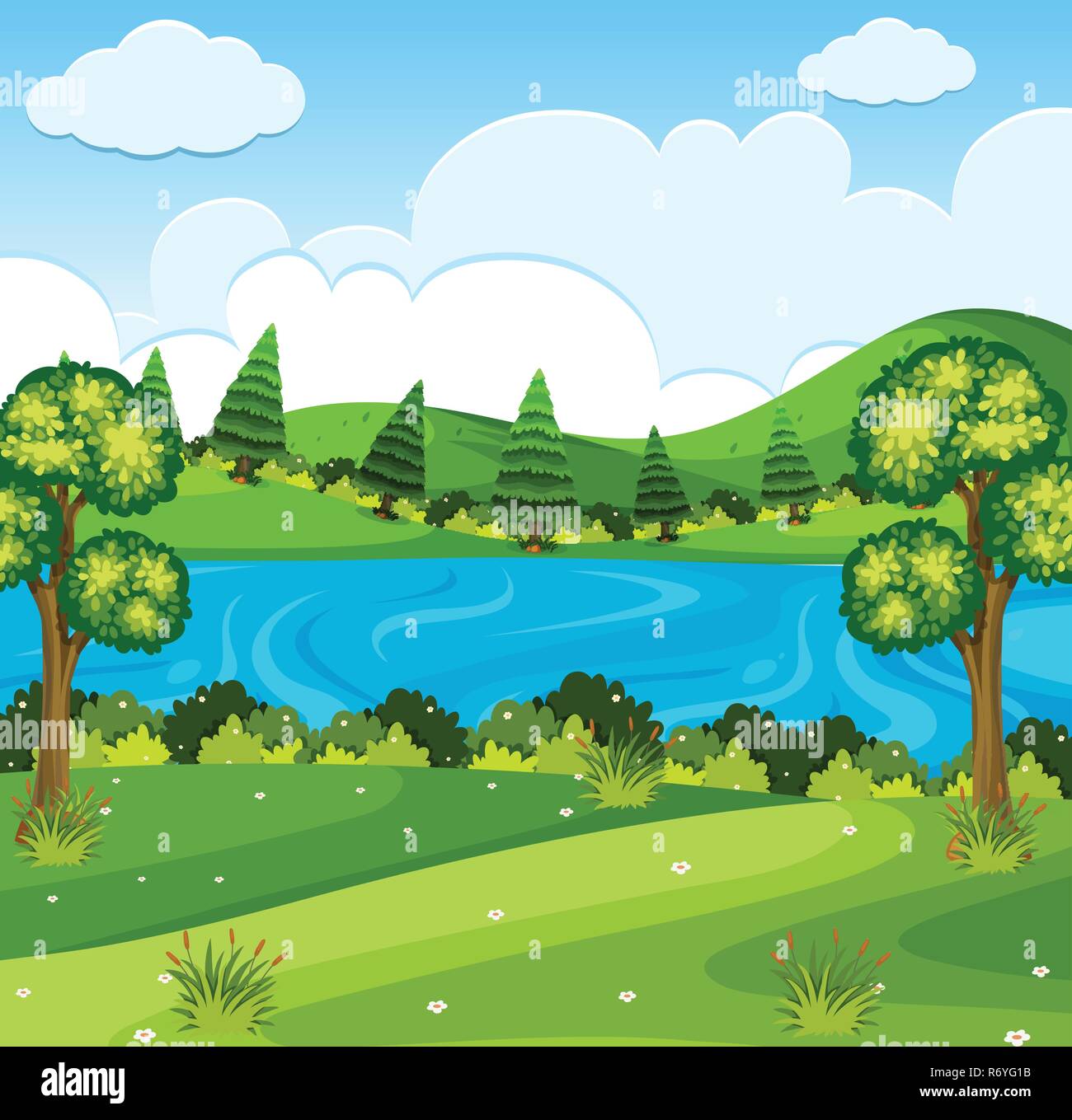 River park nature scene illustration Stock Vector Image & Art - Alamy