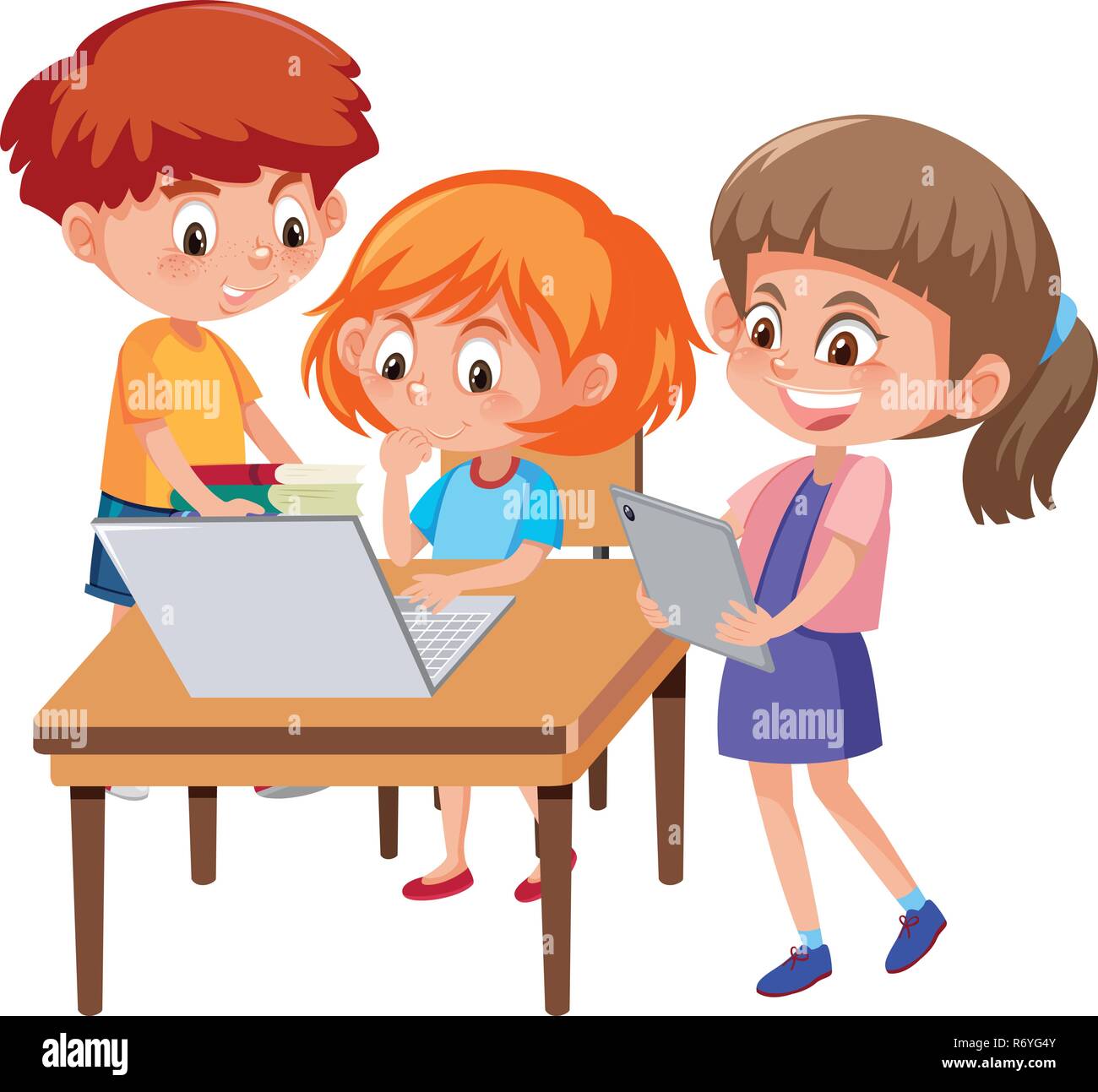 Boy and girl learning illustration Stock Vector Image & Art Alamy