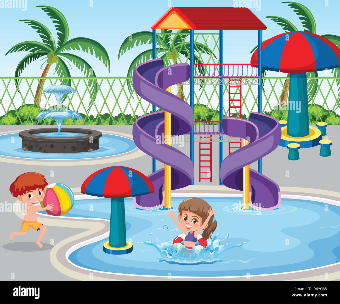 Children at the water park illustration Stock Vector Image & Art - Alamy