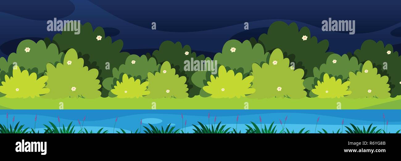 Nature landscape at night illustration Stock Vector Image & Art - Alamy