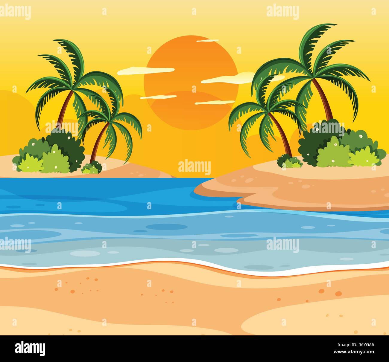 Sunrise over sea tropical Stock Vector Images Alamy