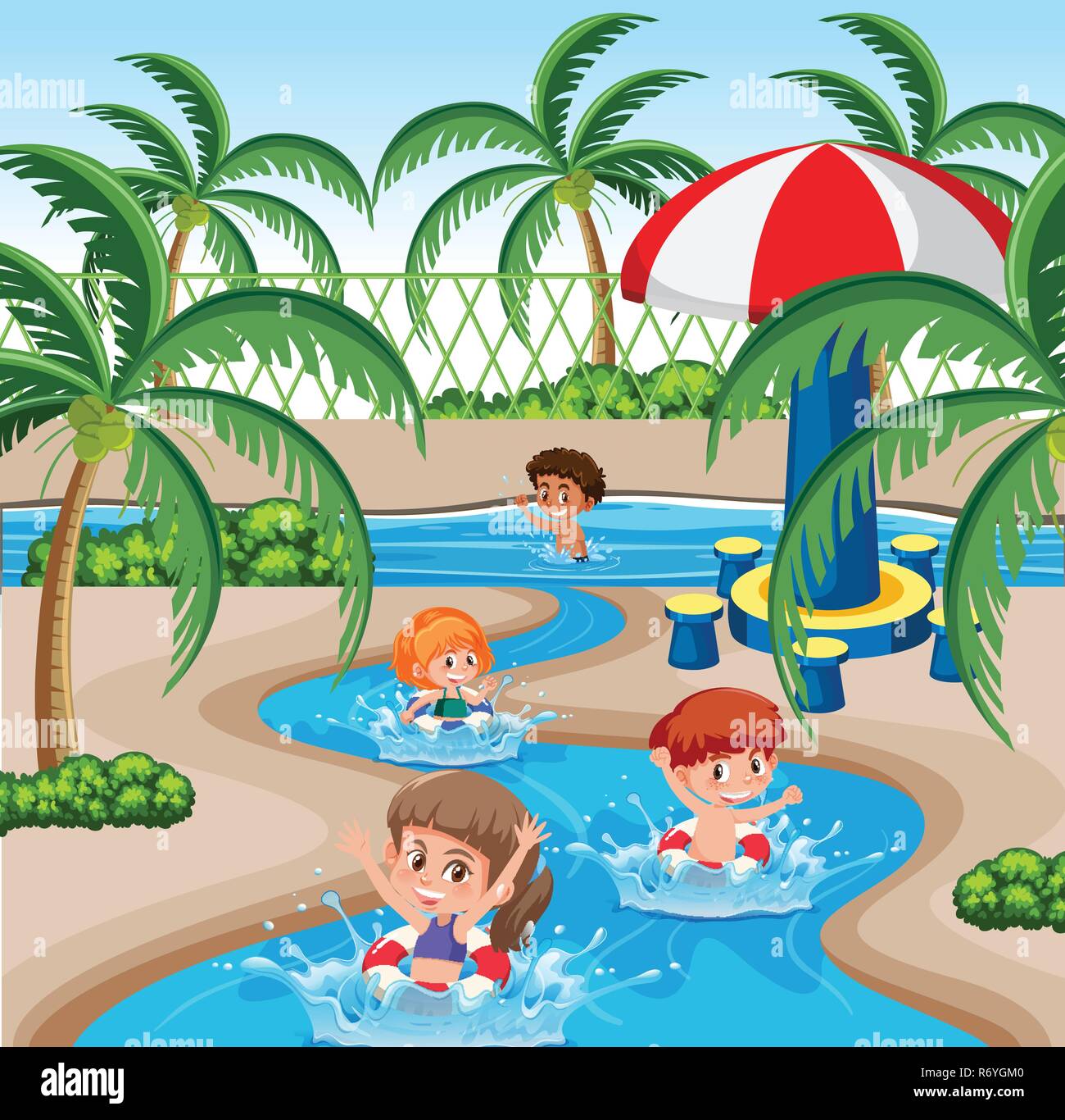 Children at the water park illustration Stock Vector Image & Art - Alamy