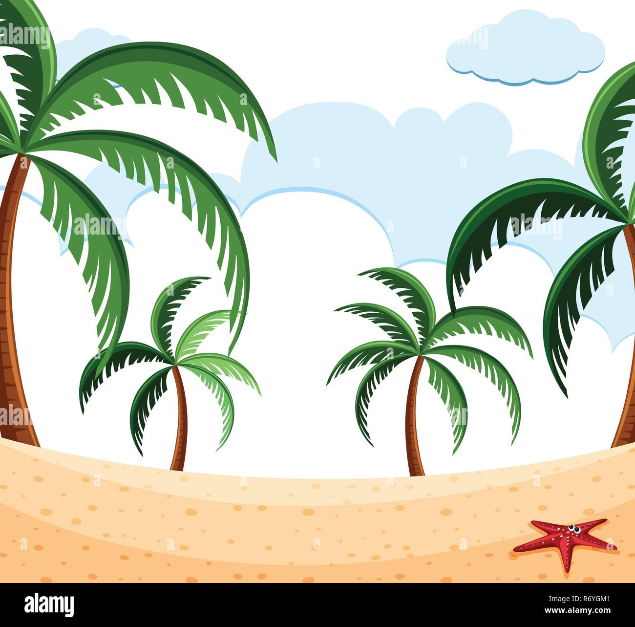 Beach scene with palm trees illustration Stock Vector Image & Art - Alamy