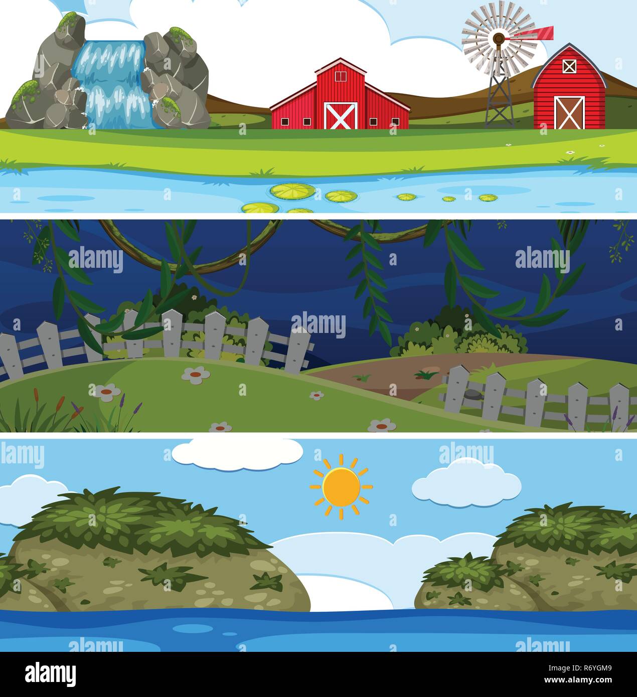 Set of nature landscape illustration Stock Vector Image & Art - Alamy