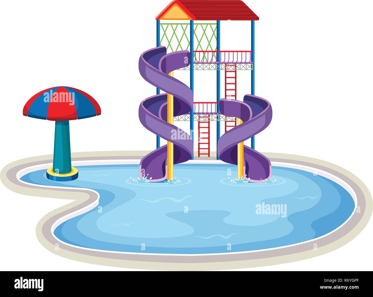 Isolated water park on white background illustration Stock Vector Image ...