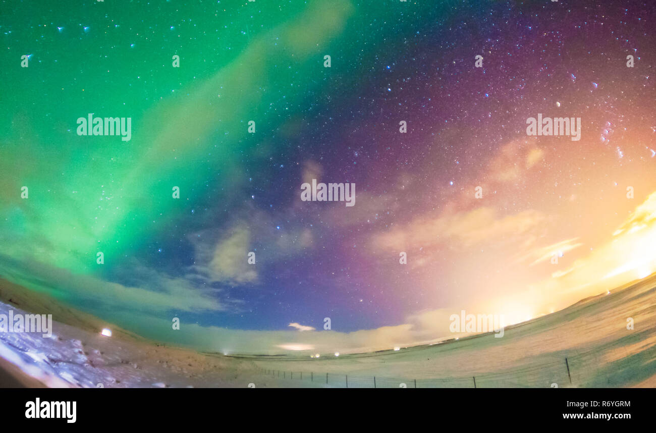 Aurora Borealis or better known as the The Northern Light in Golden