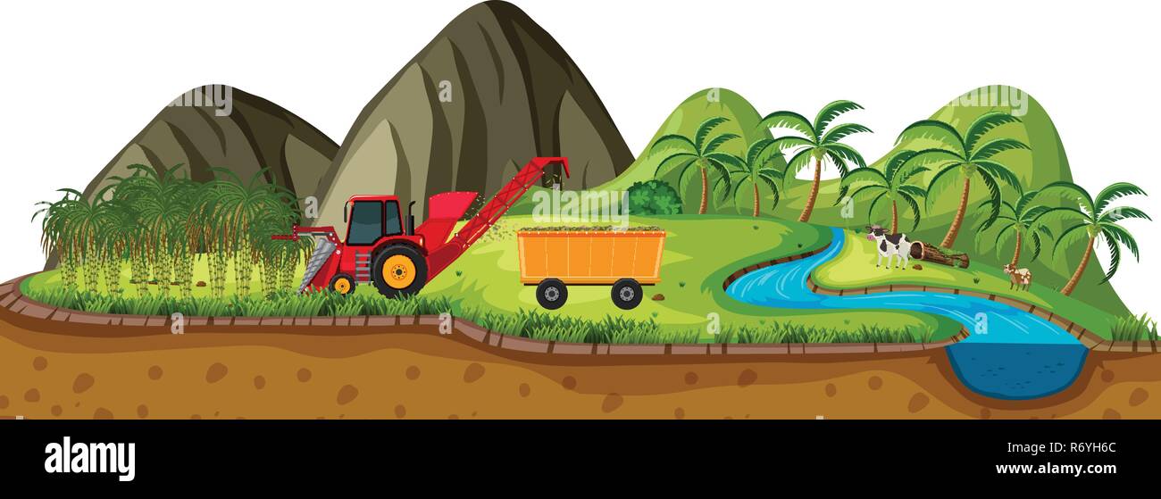 Beautiful isolated farmland landscape illustration Stock Vector Image ...