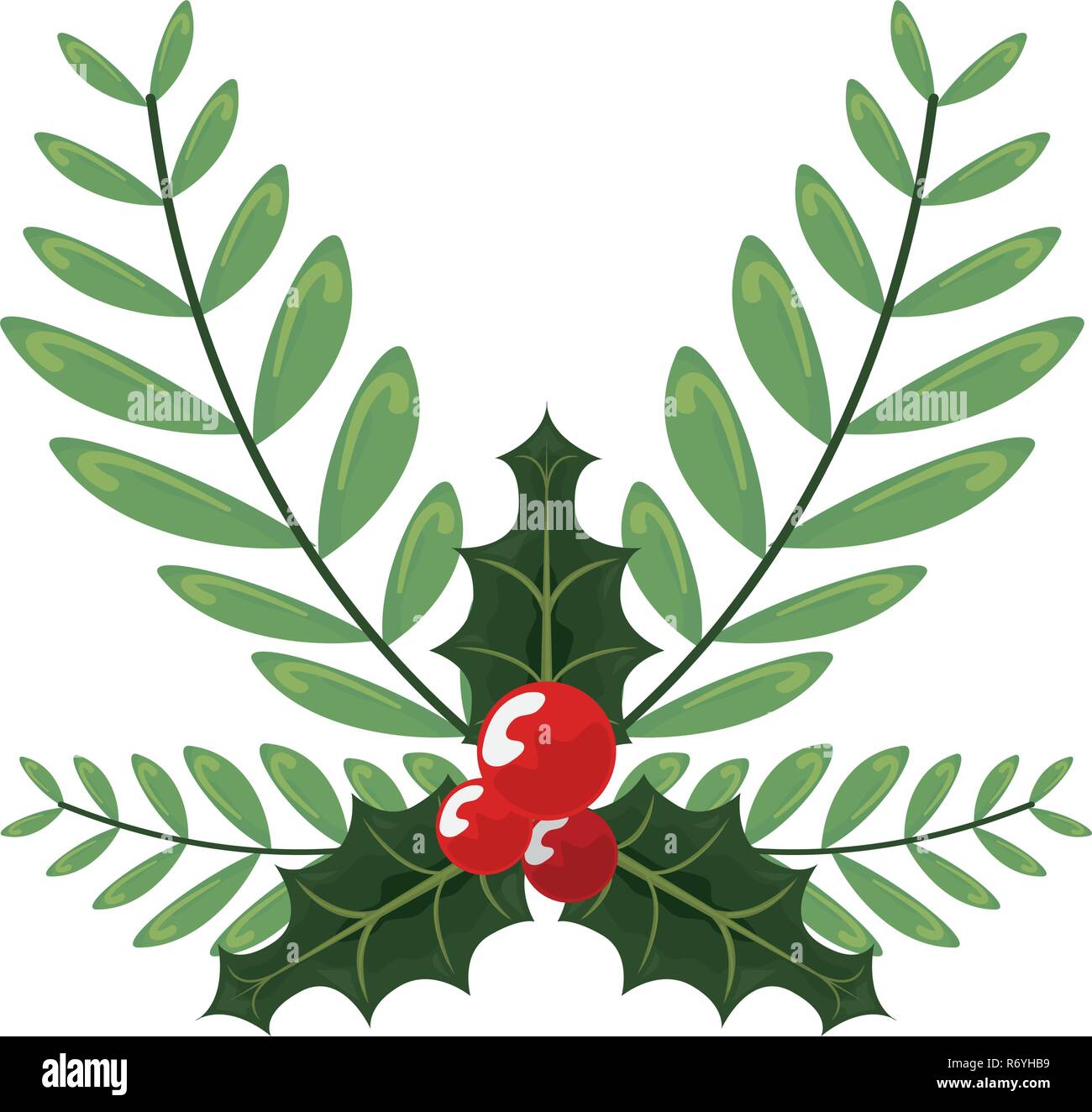 holly berry leaves christmas decoration vector illustration Stock ...