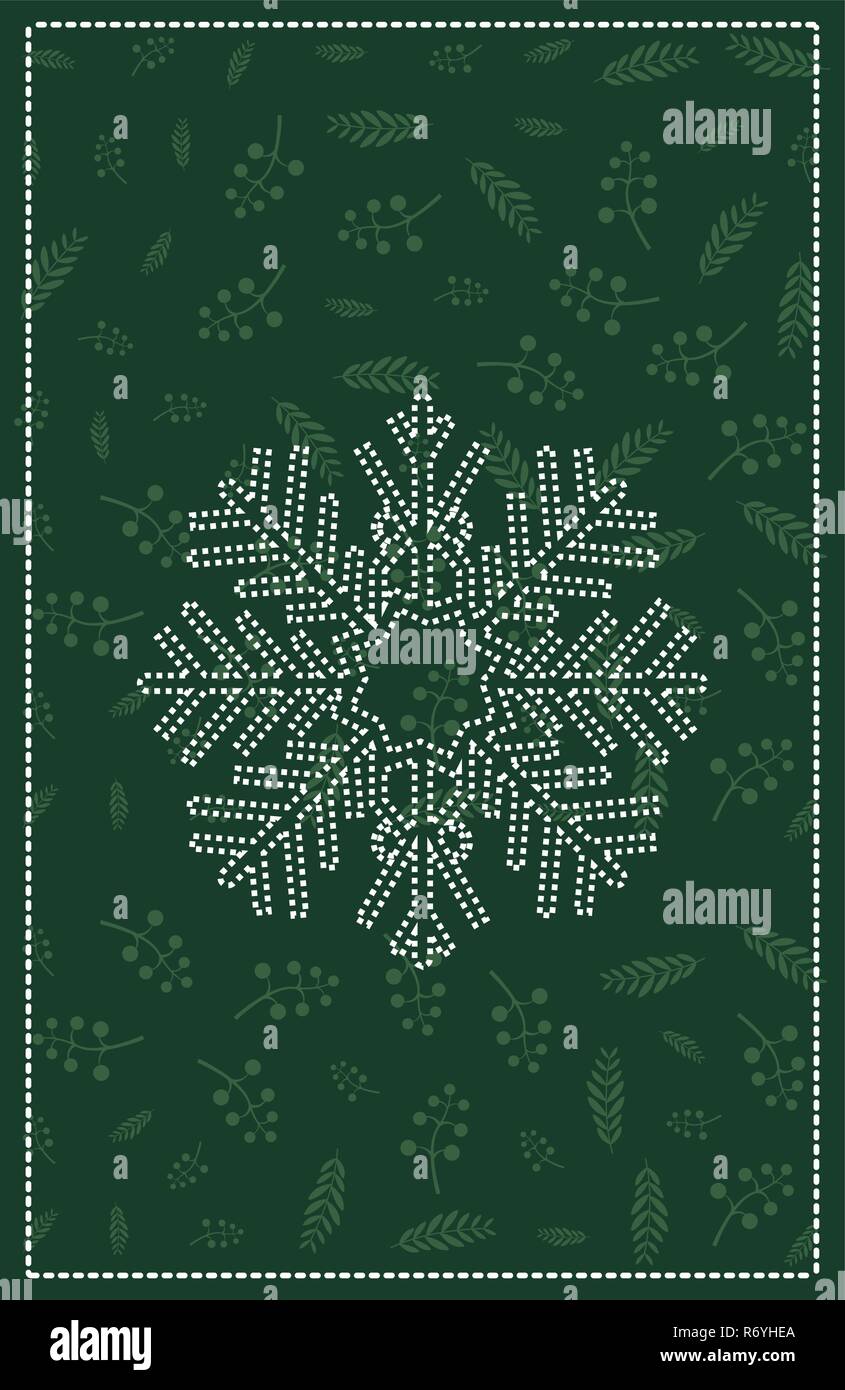 snowflake christmas decoration green background vector illustration ...