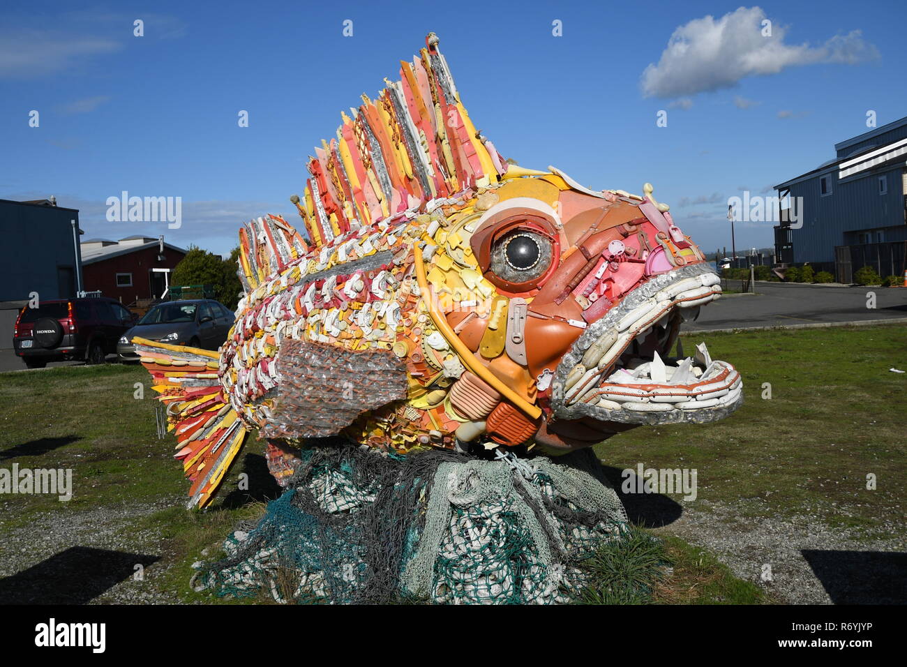 Washed Ashore Project: Art from plastic ocean pollution in Bandon, Oregon Stock Photo