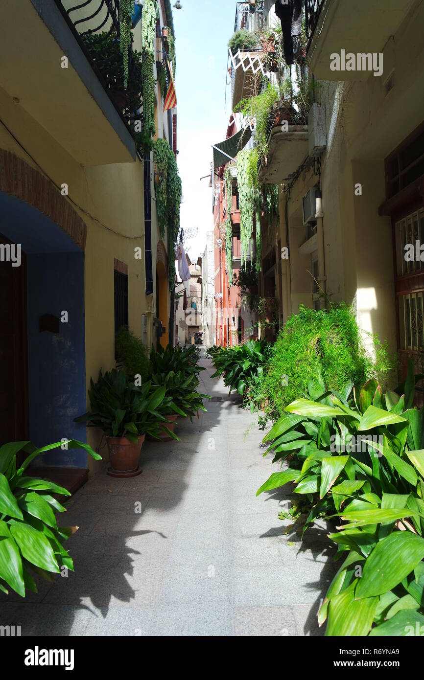 alley in cambrils old town Stock Photo