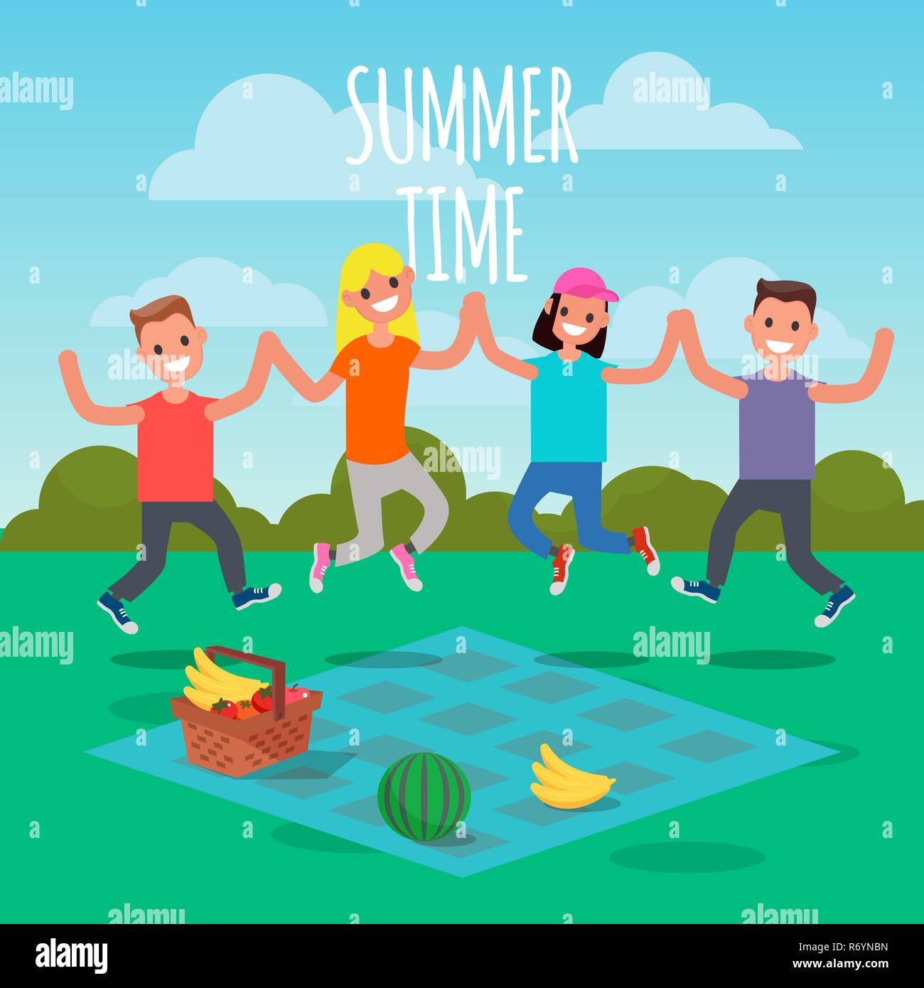 Group Square Jumping Pattern Group Jump Photo. Flat design Characters. Vector Stock Vector Image ...