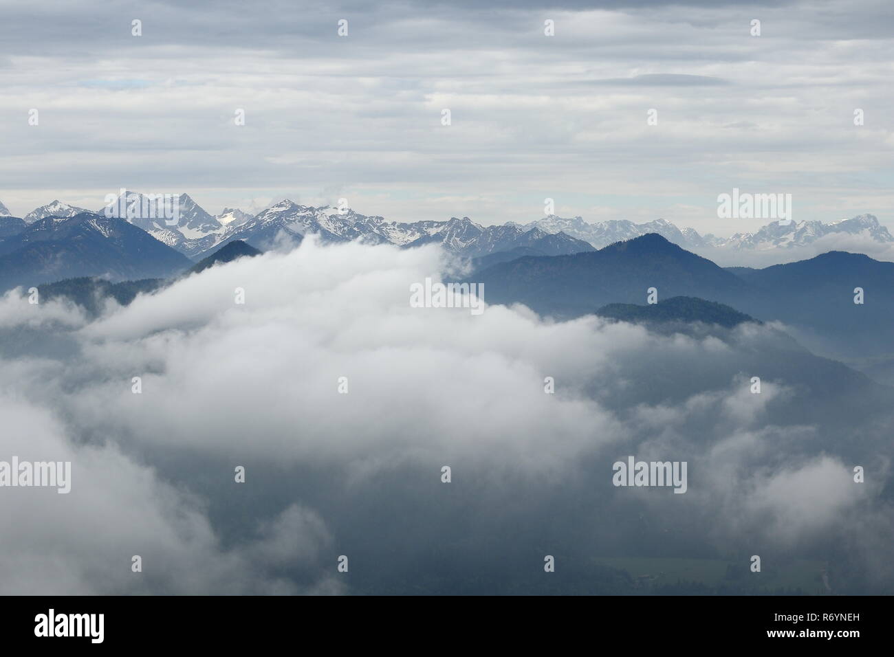 clouds in the mountains Stock Photo
