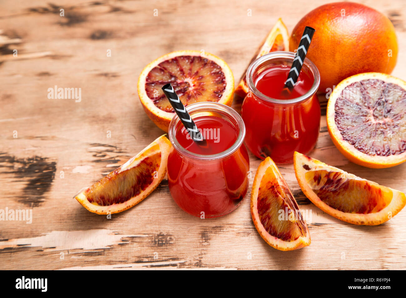 blood orange juice. red orange juice with orange slice Stock Photo Alamy