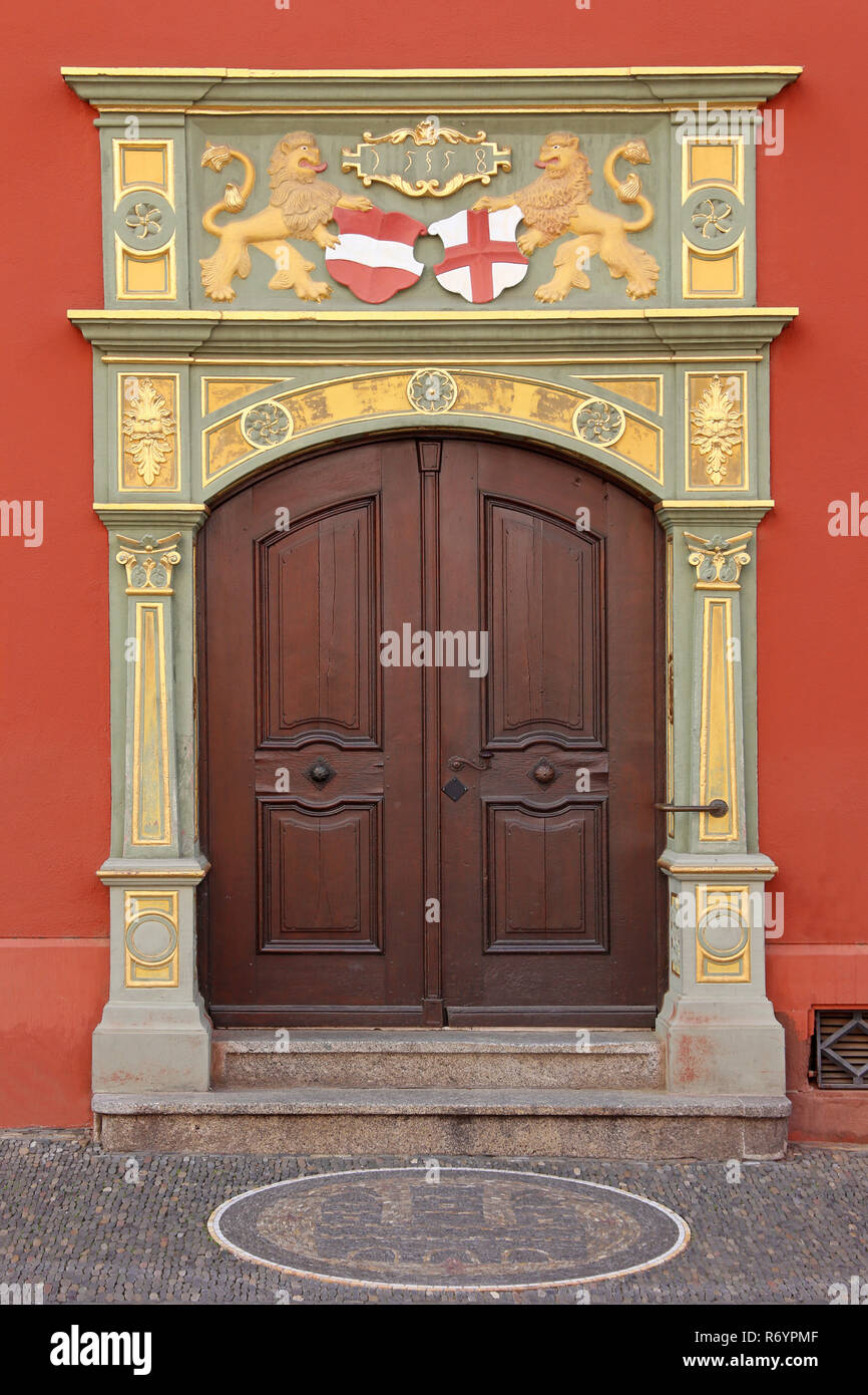 magnificent door at the town hall of freiburg im breisgau Stock Photo
