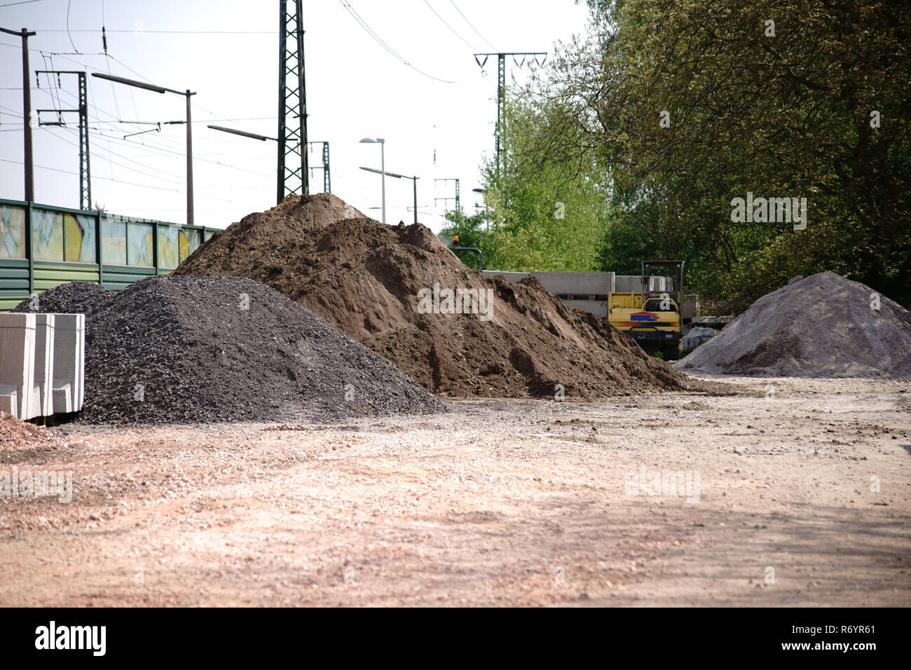 lifted soil construction site Stock Photo