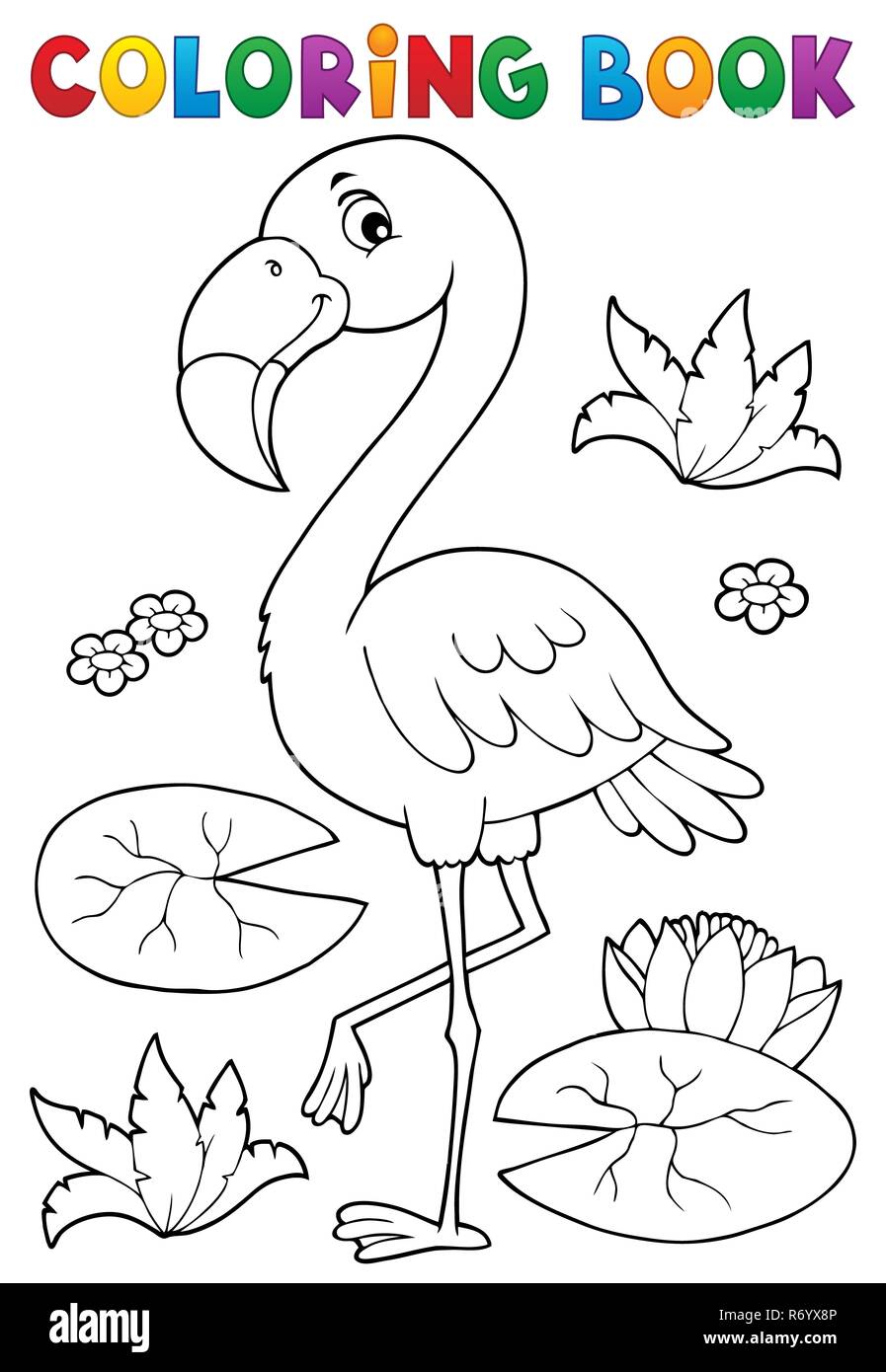 Coloring book flamingo theme 2 Stock Photo