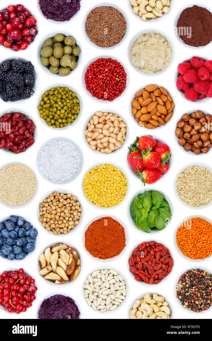 fruits berries vegetables collection background portrait of nuts ...