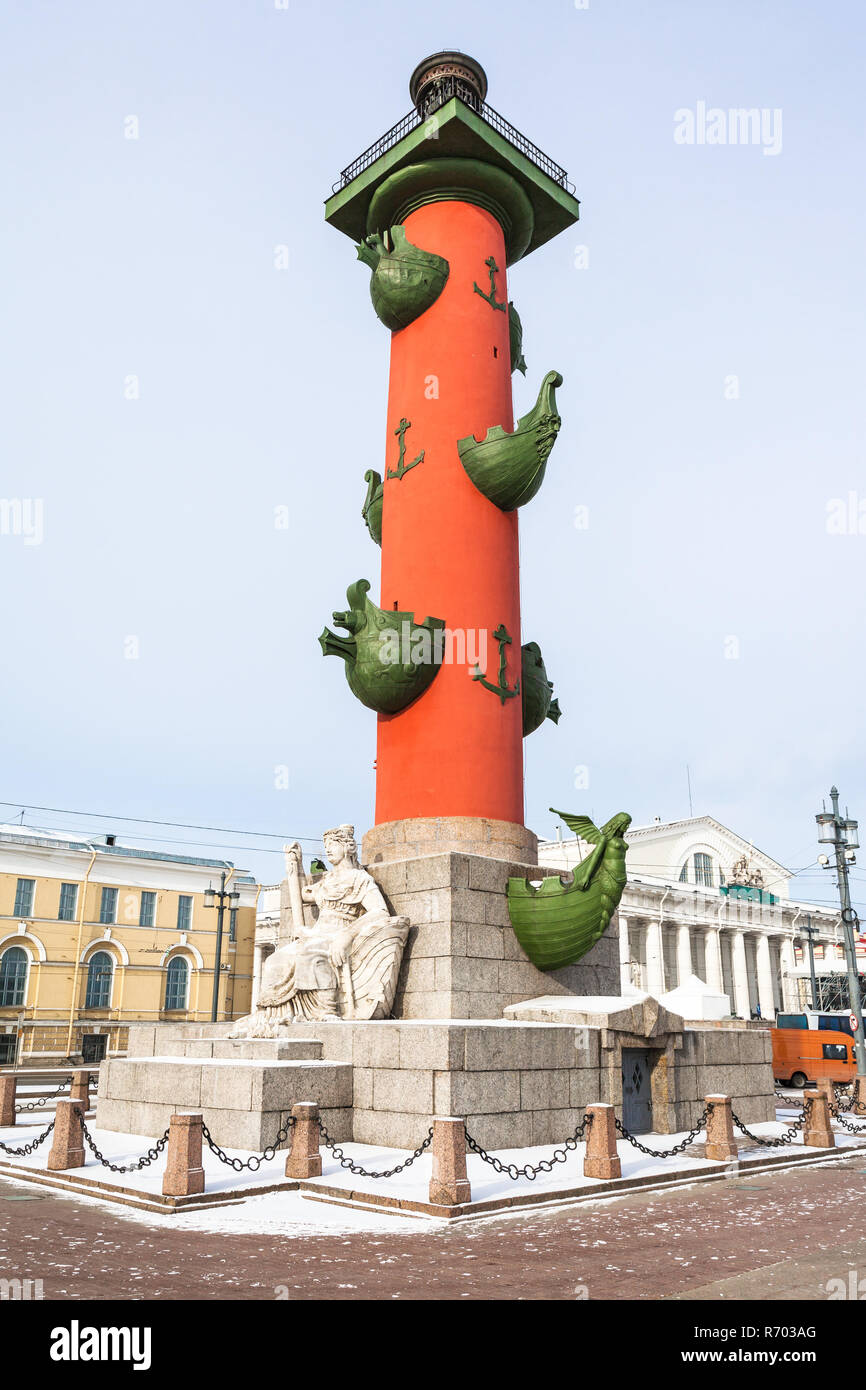 Rostral Column on spit of Vasilyevsky Island Stock Photo - Alamy