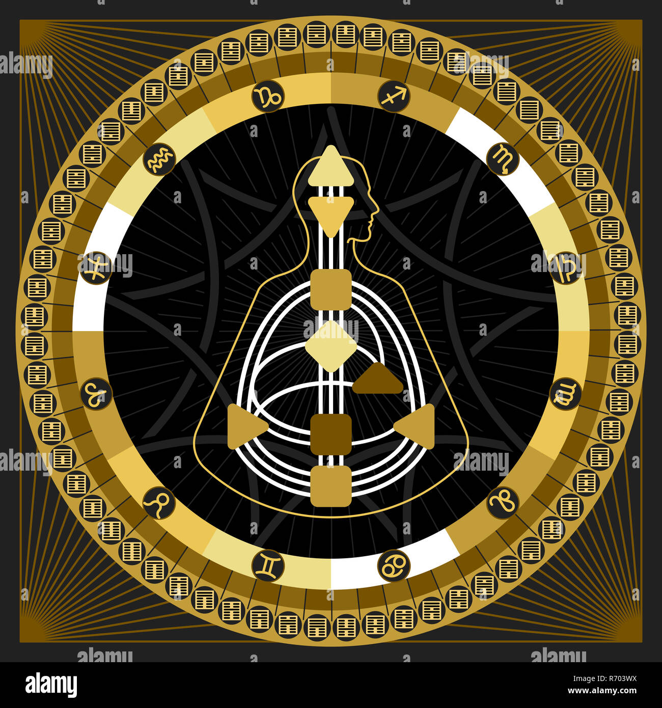 Vector Astrological Infographics. Hexagrams Circle  Mandala Stock Photo