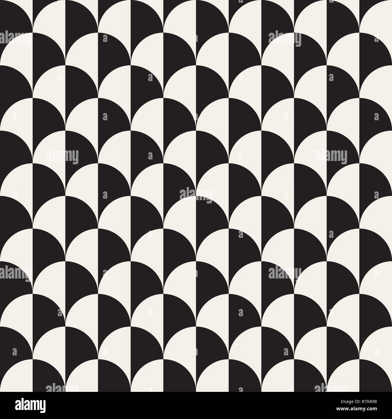 Vector Seamless Black And White Overlapping Semi Circle Pattern Stock ...