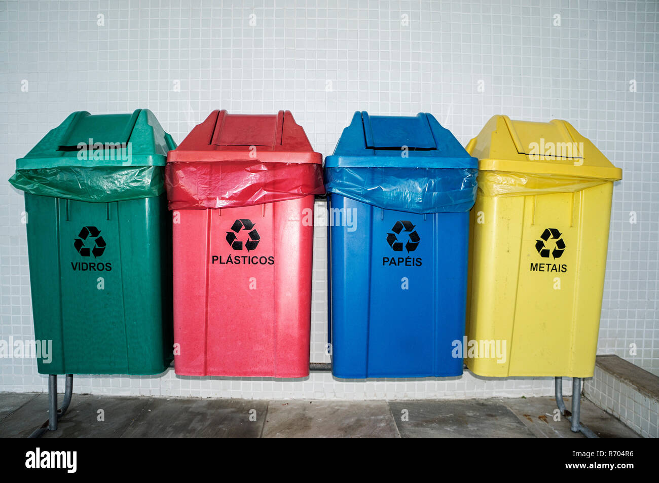 Recyclable Trash Bin Environmental Separation Ecology Protect Brazil Stock Photo Alamy