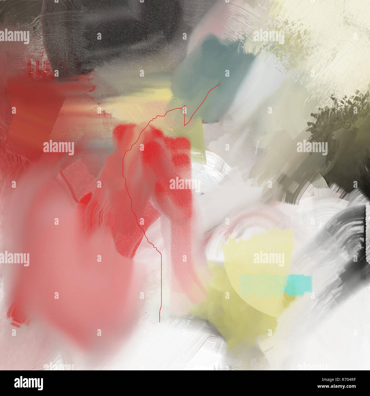 Abstract painting in red, black and yellow colors Stock Photo - Alamy