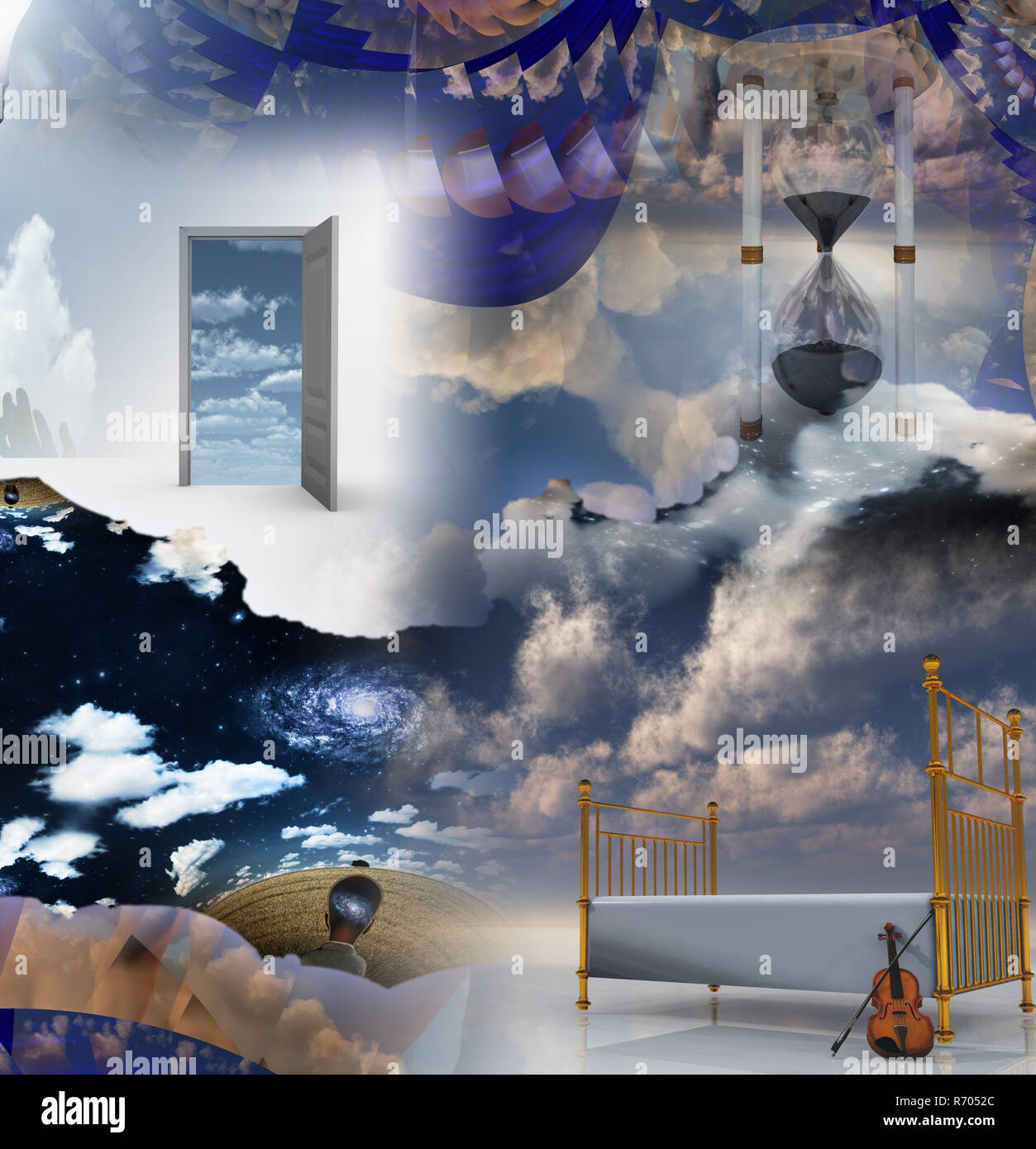Open Door In Dream Fantasy Sleep Composition Stock Photo