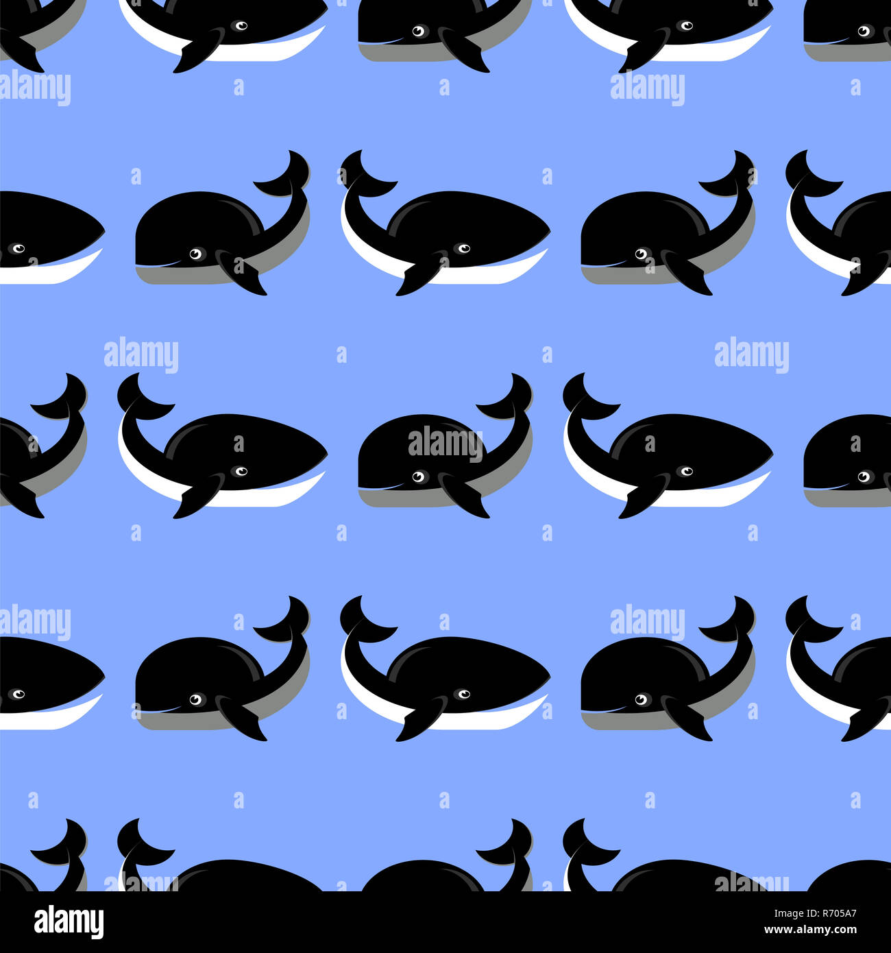 Sea Fish Pattern on Blue Background. Whale Seamless Ornament Stock ...