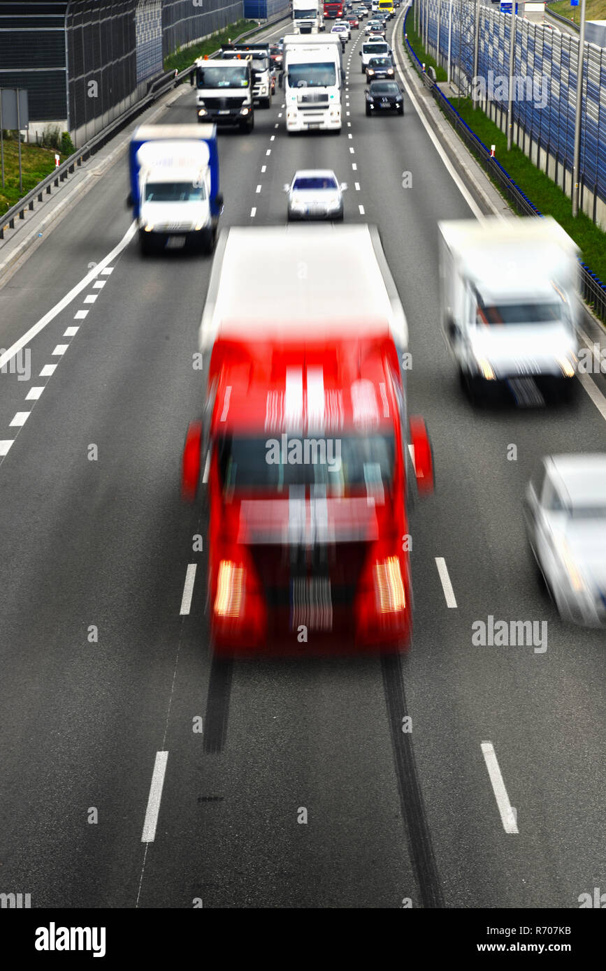 Six lane controlled-access highway in Warsaw, Poland Stock Photo