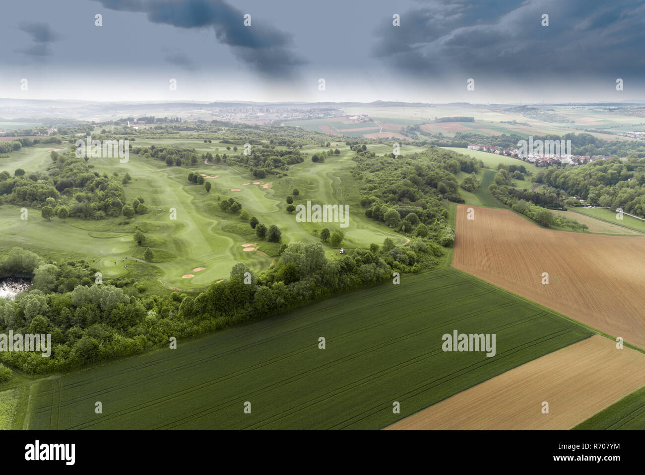 view of a golf course from a bird's eye view Stock Photo Alamy
