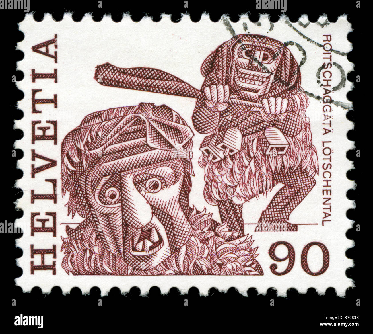 Postage stamp from Switzerland in the Folklore series issued in 1977 Stock Photo