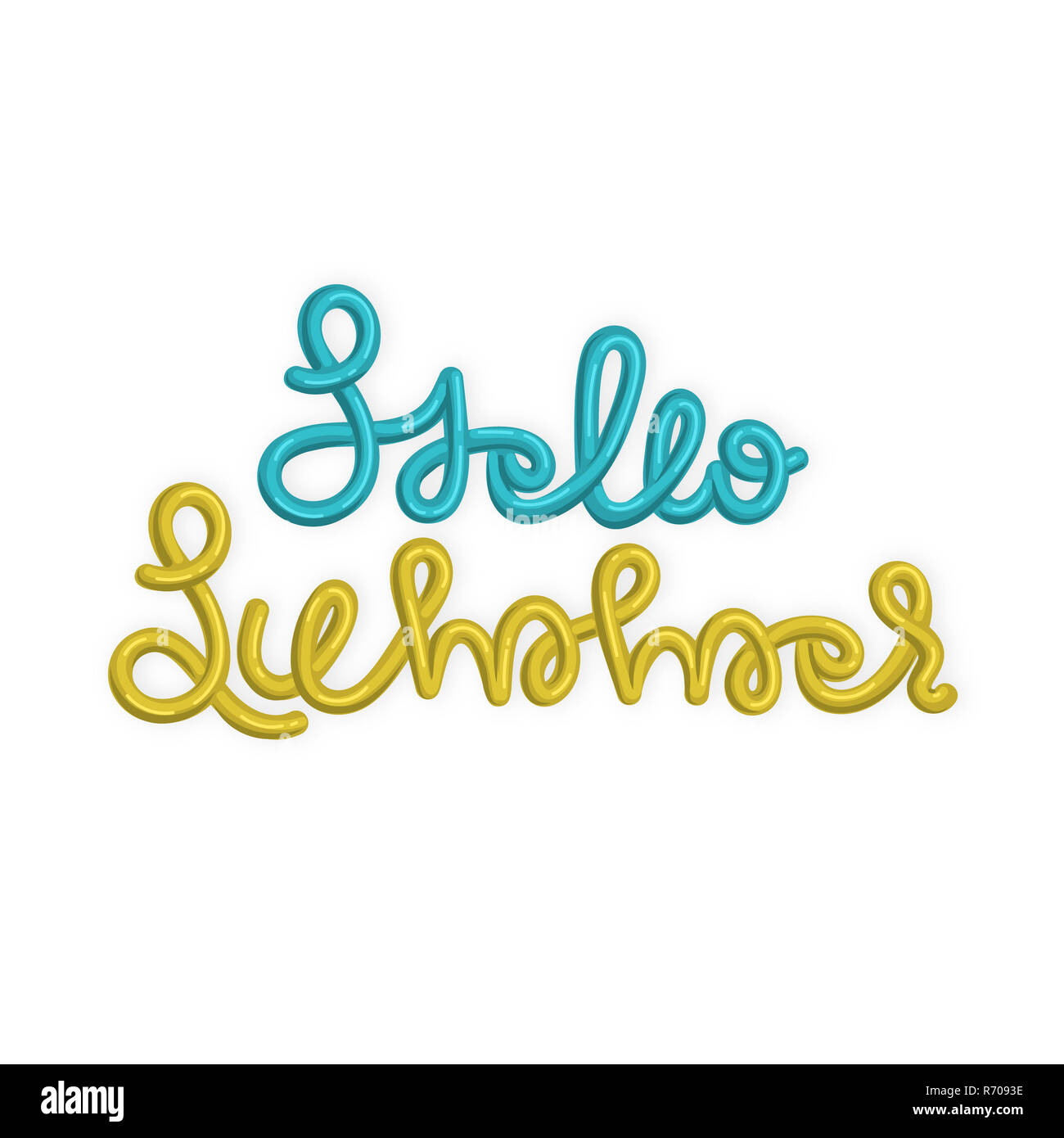 Hello summer. Creative hand drawn lettering in form of long balloons. Summertime. Season of rest and travel. Beach party. It can be used for poster, banner, card, invitation, sale Stock Photo