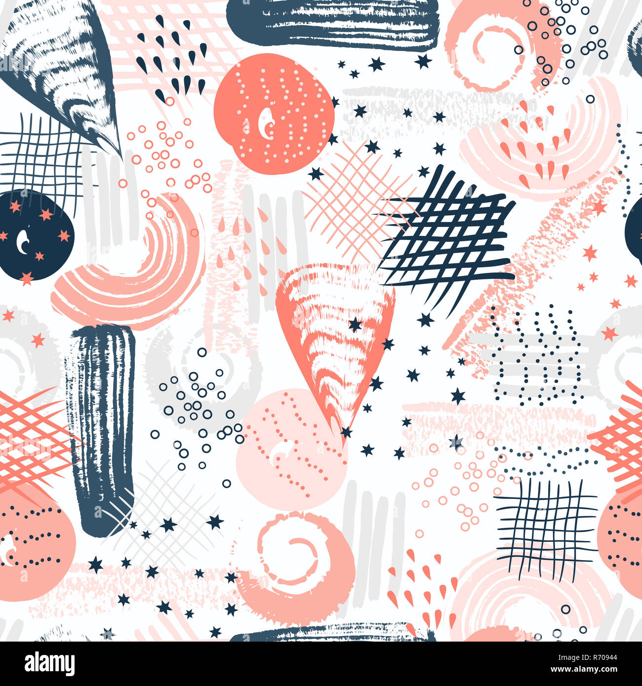 Vector seamless pattern with abstract shapes and scribbles. Creative ...