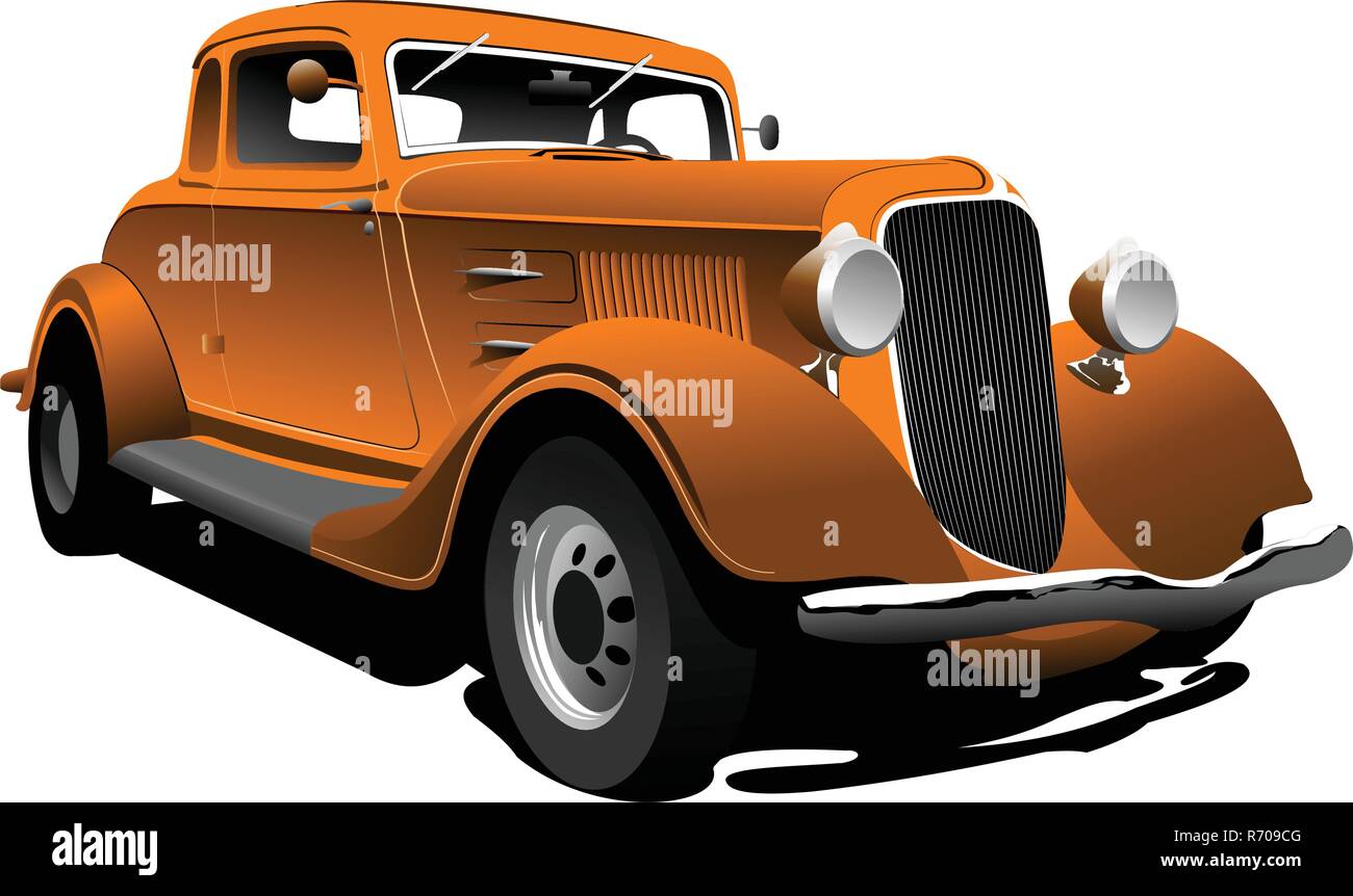 Old orange car. Sedan. Vector illustration Stock Vector Image & Art Alamy