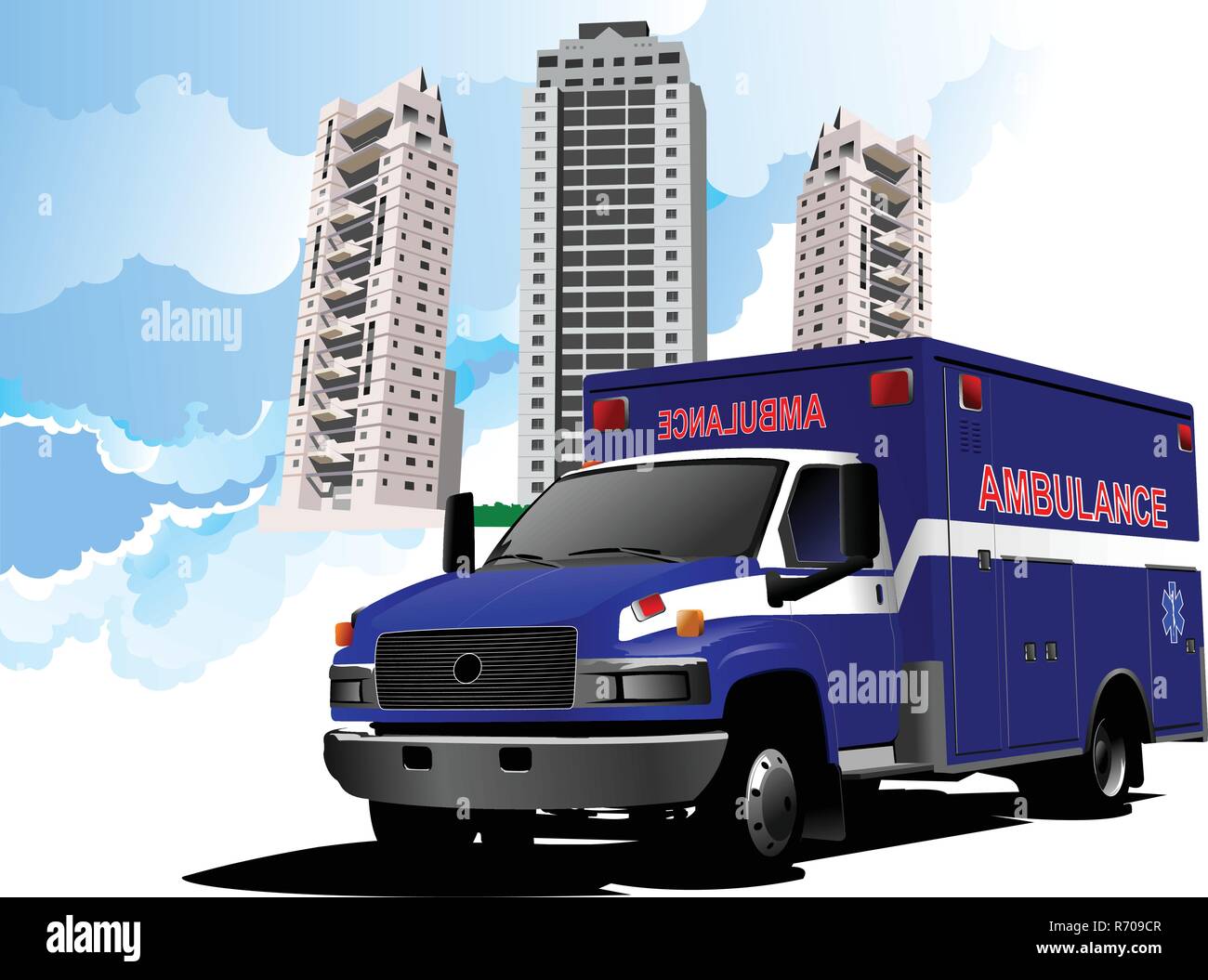 Dormitory and ambulance. Vector illustration Stock Vector