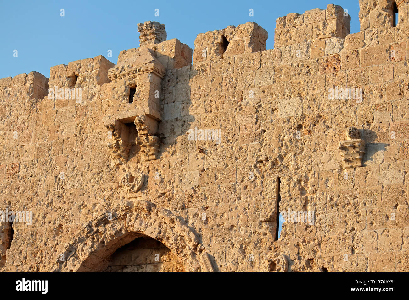 Stone wall at Dormition Abbey - Jerusalem Stock Photo