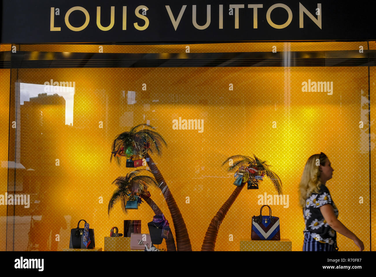 Louis Vuitton golden handbag bag shopping mall Petronas Twin Towers shop  show window handbag shoes Kuala Lumpur Malaysia Stock Photo - Alamy