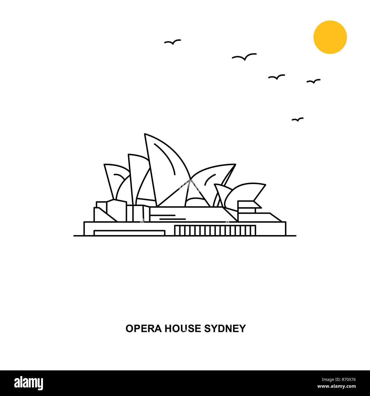 OPERA HOUSE Monument. World Travel Natural illustration Background in Line Style Stock Vector