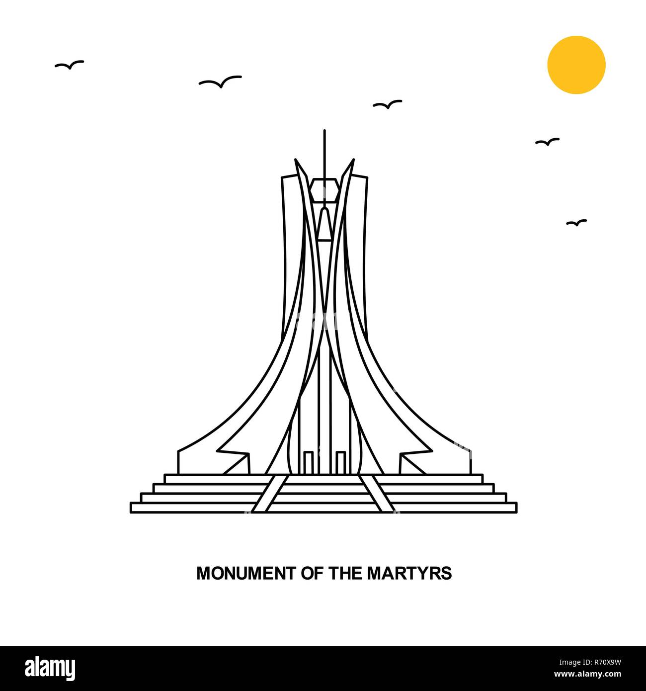 MONUMENT OF THE MARTYRS Monument. World Travel Natural illustration Background in Line Style Stock Vector