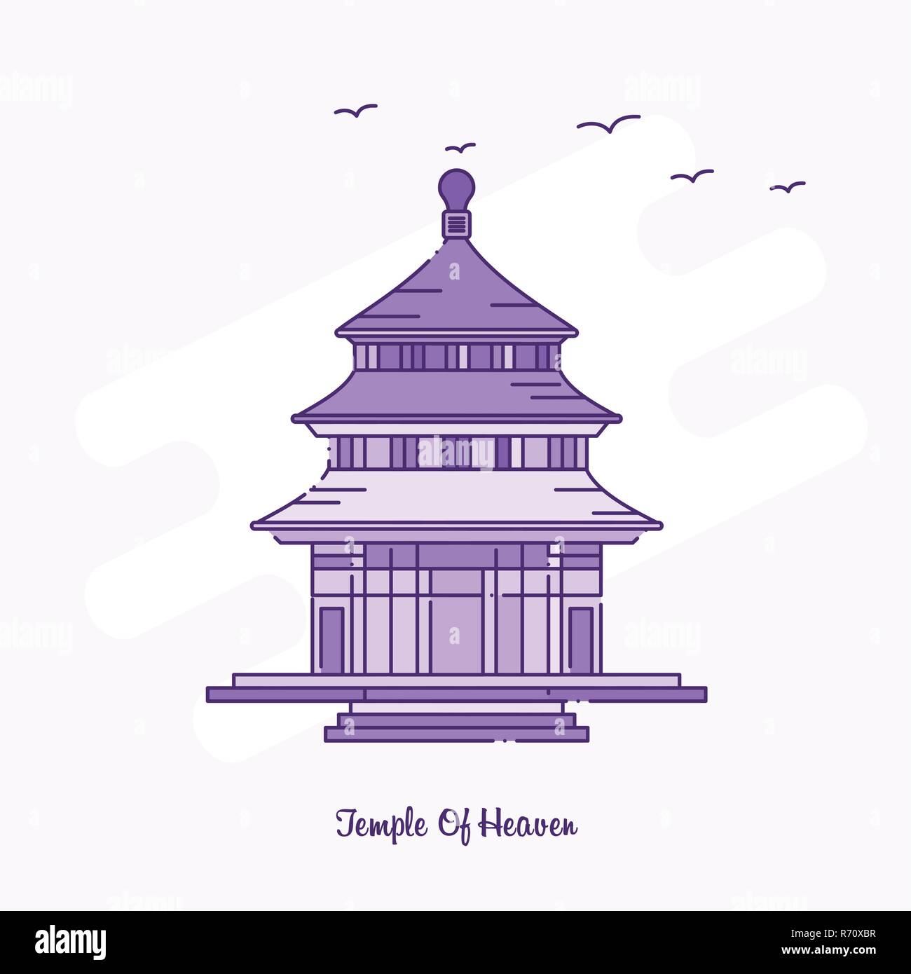 TEMPLE OF HEAVEN Landmark Purple Dotted Line skyline vector illustration Stock Vector